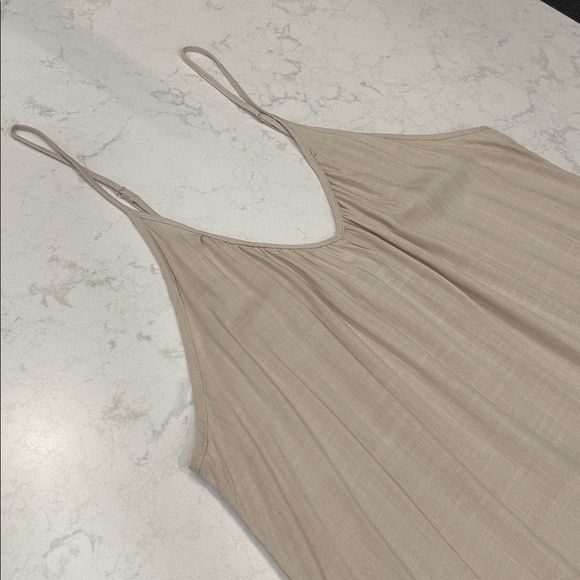 Hunter & Brown Beachy BOHO Casual Flowy One Piece Sleeveless Jumpsuit Tan XL - Picture 5 of 15